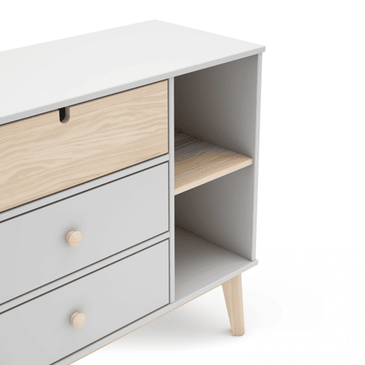 Cómoda Misty Cloud 3 gavetas Blanco mate - Oak 90 x 81 x 40 cm