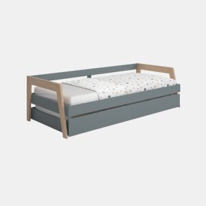 Cama embutida para jovens com barreira lateral 96,5 x 210,5 cm Misty Haze Verde Salvia - Oak 210,5 x 59,5 x 96,5 cm