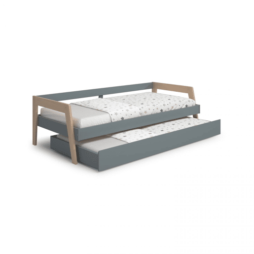 Cama de casal júnior Misty Haze Verde Salvia - Oak 210,5 x 59,5 x 96,5 cm
