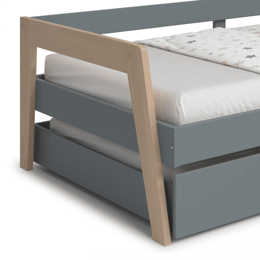 Cama de casal júnior Misty Haze Verde Salvia - Oak 210,5 x 59,5 x 96,5 cm