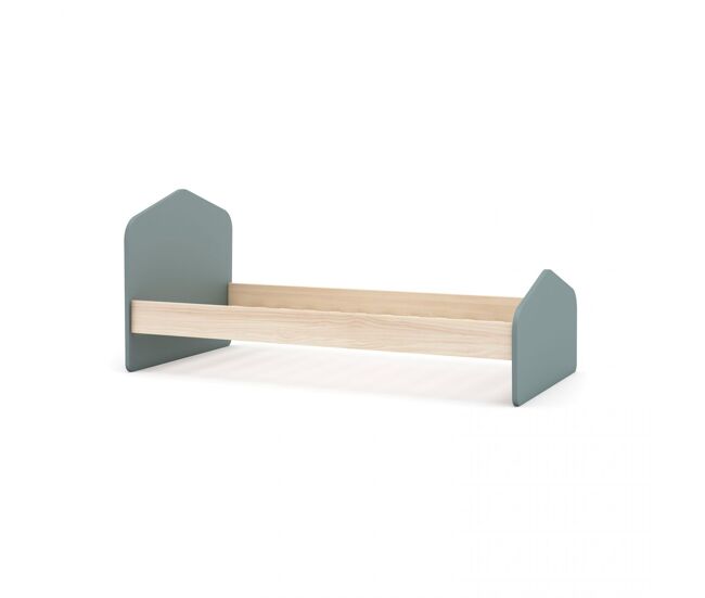 Cama juvenil con cabecero en verde salvia y oak soft 100x195,4 cm misty cloud verde salvia - oak soft 195,4 x 90 x 100 cm