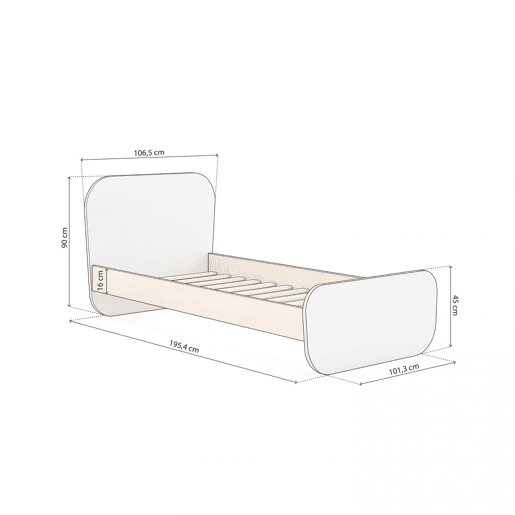 Cama Misty Breeze Blanco mate - Oak 195,4 x 90 x 101,3 cm