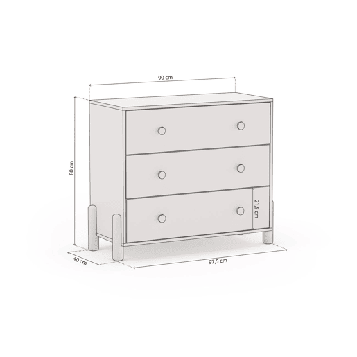 Cómoda Misty Dawn Beige - Oak Soft 90 x 80 x 40 cm