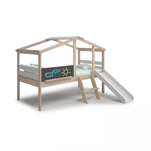 Cabina-cama Rushi com escorrega Blanco mate - Oak 204,9 x 147 x 187,3 cm