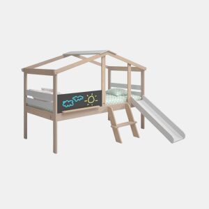 Cabina-cama Rushi com escorrega Blanco mate - Oak 204,9 x 147 x 187,3 cm