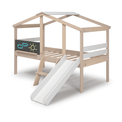 Cabina-cama Rushi com escorrega Blanco mate - Oak 204,9 x 147 x 187,3 cm