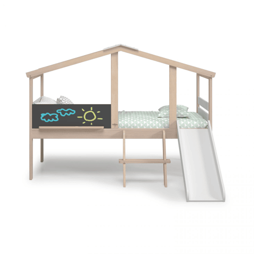 Cabina-cama Rushi com escorrega Blanco mate - Oak 204,9 x 147 x 187,3 cm