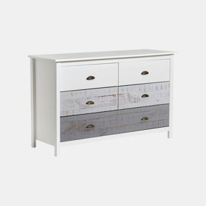 Cómoda Ocean 6 gavetas Blanco - Vintage Colors 130 x 80 x 45 cm
