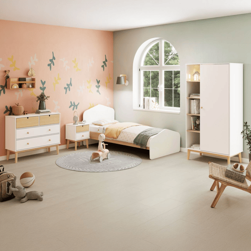 Cama juvenil Misty Cloud Blanco mate - Oak 195,4 x 90 x 100 cm