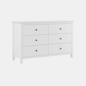 Cómoda com 6 gavetas, robusta e com um design intemporal, 130 x 80 cm, Bay Branco 130 x 80 x 45 cm