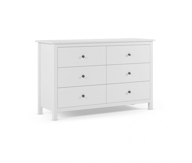 Cómoda de 6 cajones robusta y diseño atemporal en blanco 130x80 cm Bay Blanco 130 x 80 x 45 cm