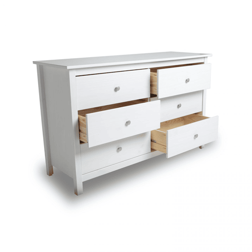 Cómoda com 6 gavetas, robusta e com um design intemporal, 130 x 80 cm, Bay Branco 130 x 80 x 45 cm Cómoda com 6 gavetas, robusta e com um design intemporal, 130 x 80 cm, Bay Branco 130 x 80 x 45 cm