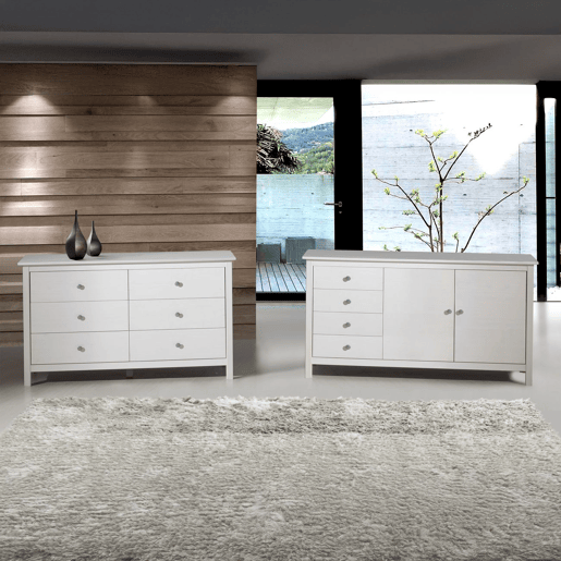 Cómoda com 6 gavetas, robusta e com um design intemporal, 130 x 80 cm, Bay Branco 130 x 80 x 45 cm Cómoda com 6 gavetas, robusta e com um design intemporal, 130 x 80 cm, Bay Branco 130 x 80 x 45 cm