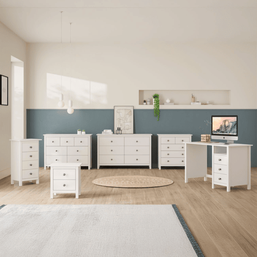 Cómoda com 6 gavetas, robusta e com um design intemporal, 130 x 80 cm, Bay Branco 130 x 80 x 45 cm Cómoda com 6 gavetas, robusta e com um design intemporal, 130 x 80 cm, Bay Branco 130 x 80 x 45 cm