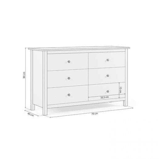 Cómoda com 6 gavetas, robusta e com um design intemporal, 130 x 80 cm, Bay Branco 130 x 80 x 45 cm Cómoda com 6 gavetas, robusta e com um design intemporal, 130 x 80 cm, Bay Branco 130 x 80 x 45 cm