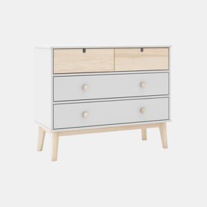 Cómoda Misty Cloud 4 gavetas Blanco mate - Oak 100 x 81 x 40 cm