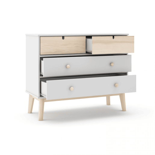 Cómoda Misty Cloud 4 gavetas Blanco mate - Oak 100 x 81 x 40 cm