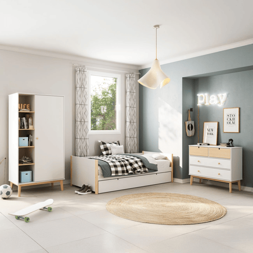 Cómoda Misty Cloud 4 gavetas Blanco mate - Oak 100 x 81 x 40 cm