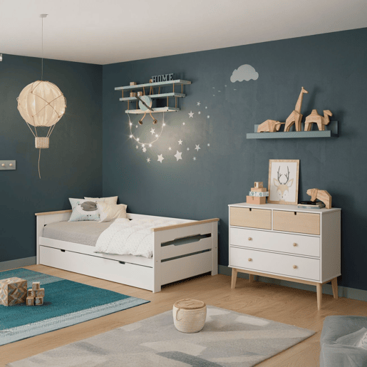 Cómoda Misty Cloud 4 gavetas Blanco mate - Oak 100 x 81 x 40 cm