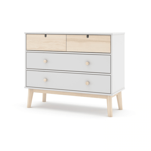 Cómoda Misty Cloud 4 gavetas Blanco mate - Oak 100 x 81 x 40 cm