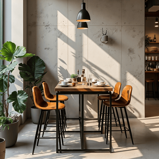 Conjunto De 4 Bancos Altos Estofados Em Pele Sintética Efeito Camurça Castanha Com Pés Metálicos Pretos, Estilo Industrial Moderno, Assento Ergonómico De 72.5 cm Ideal Para Bancada De Cozinha Ou Bar