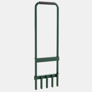 Outsunny Arejador de Relva com com 5 Espigões Arejador de Relva Manual com Cabo Antiderrapante para Jardim e Cuidado do Relvado 30x4x94 cm Verde Escuro