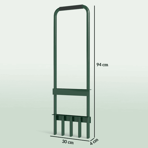 Outsunny Arejador de Relva com com 5 Espigões Arejador de Relva Manual com Cabo Antiderrapante para Jardim e Cuidado do Relvado 30x4x94 cm Verde Escuro