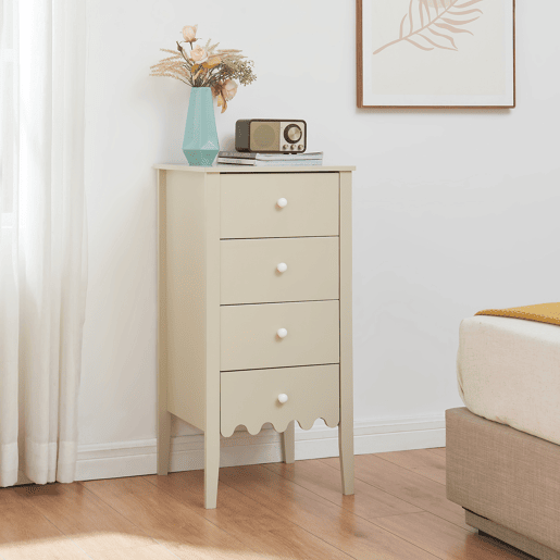 Cómoda Luspoo com 4 gavetas 82x40x40 cm branco creme en.casa Cómoda Luspoo com 4 gavetas 82x40x40 cm branco creme en.casa