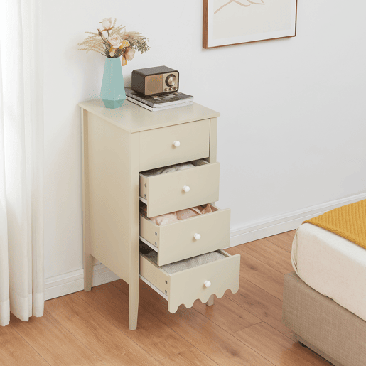 Cómoda Luspoo com 4 gavetas 82x40x40 cm branco creme en.casa Cómoda Luspoo com 4 gavetas 82x40x40 cm branco creme en.casa