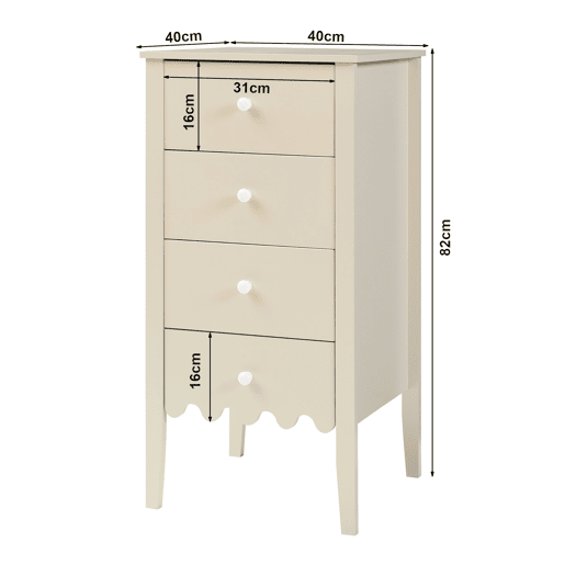 Cómoda Luspoo com 4 gavetas 82x40x40 cm branco creme en.casa Cómoda Luspoo com 4 gavetas 82x40x40 cm branco creme en.casa