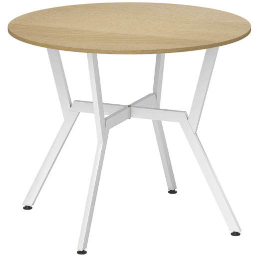 HOMCOM Mesa de Jantar Redonda para 2-4 Pessoas, Mesa de Cozinha Estilo Industrial, Pernas Curvadas em Aço, para Sala de Estar, 90x90x76 cm, Natural e Branco