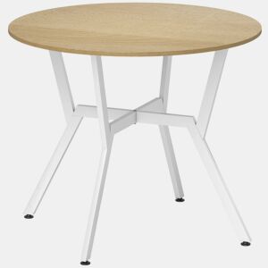 HOMCOM Mesa de Jantar Redonda para 2-4 Pessoas, Mesa de Cozinha Estilo Industrial, Pernas Curvadas em Aço, para Sala de Estar, 90x90x76 cm, Natural e Branco
