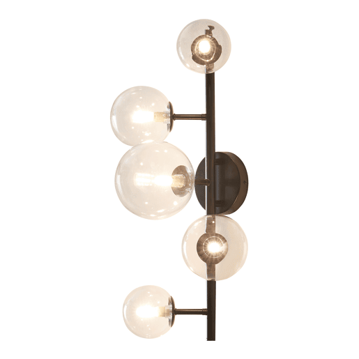 Candeeiro de parede Makkor de 5 luzes metal e vidro 62x35x24 cm Preto lux.pro