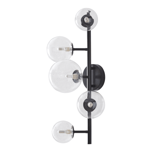Candeeiro de parede Makkor de 5 luzes metal e vidro 62x35x24 cm Preto lux.pro