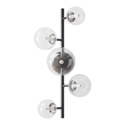 Candeeiro de parede Makkor de 5 luzes metal e vidro 62x35x24 cm Preto lux.pro