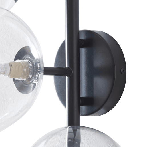 Candeeiro de parede Makkor de 5 luzes metal e vidro 62x35x24 cm Preto lux.pro