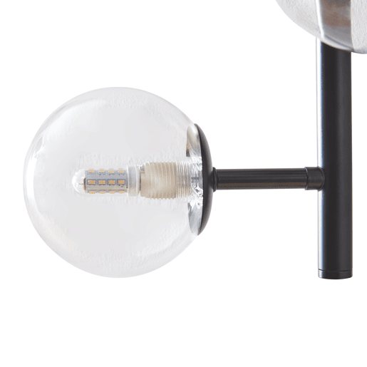 Candeeiro de parede Makkor de 5 luzes metal e vidro 62x35x24 cm Preto lux.pro