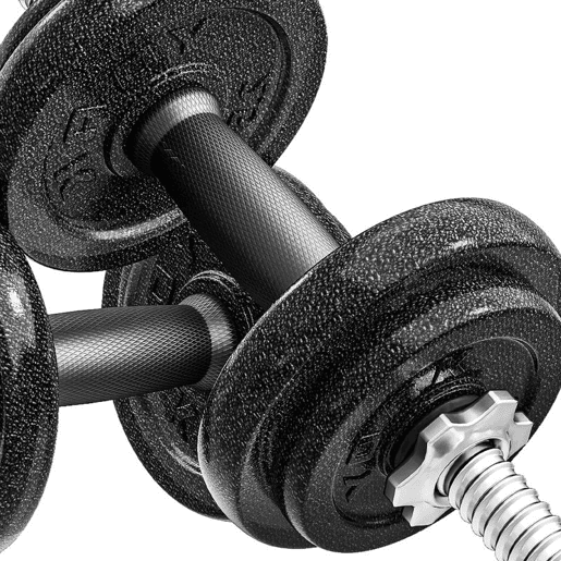 SPORTNOW Conjunto de Halteres Ajustáveis 2 em 1 20 kg Conjunto de Pesos com Barras Retas de Ligação e Pegas Antiderrapantes Pesos e Halteres Fitness Ginásio em Casa