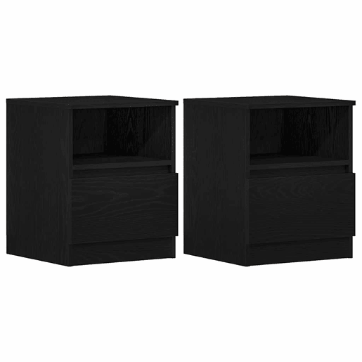 Lote de 2 Mesa De Cabeceira - Mesinha De Cabeceira Carvalho preto 40 x 40 x 50 cm