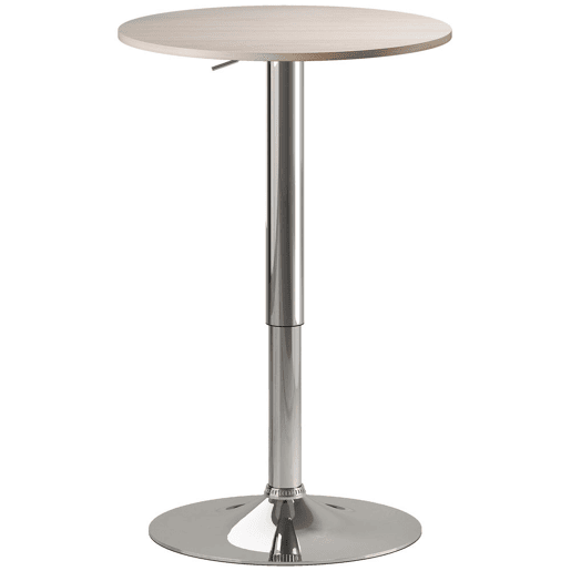 HOMCOM Mesa de Bar com Altura Ajustável Giratória 360° com Base Redonda Mesa Alta Moderna para Cozinha Sala de Jantar Ø60x67-93 cm Madeira