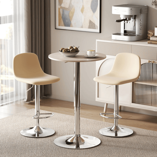 HOMCOM Mesa de Bar com Altura Ajustável Giratória 360° com Base Redonda Mesa Alta Moderna para Cozinha Sala de Jantar Ø60x67-93 cm Madeira