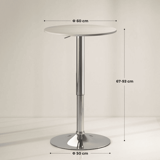 HOMCOM Mesa de Bar com Altura Ajustável Giratória 360° com Base Redonda Mesa Alta Moderna para Cozinha Sala de Jantar Ø60x67-93 cm Madeira