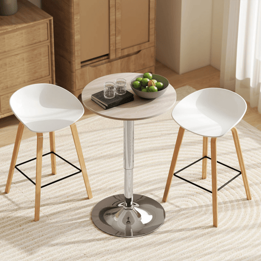 HOMCOM Mesa de Bar com Altura Ajustável Giratória 360° com Base Redonda Mesa Alta Moderna para Cozinha Sala de Jantar Ø60x67-93 cm Madeira