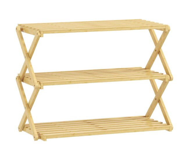 Homcom zapatero estrecho de bambú, zapatero vertical plegable de 3 niveles, sin instalación, estantería para zapatos para entrada, pasillo, dormitorio, natural