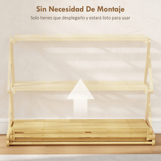 HOMCOM Sapateira Estreita de Bambu Sapateira Vertical Dobrável de 3 Níveis Sem Instalação Prateleira para Sapatos para Entrada Corredor Quarto 60x29x45,5 cm Madeira