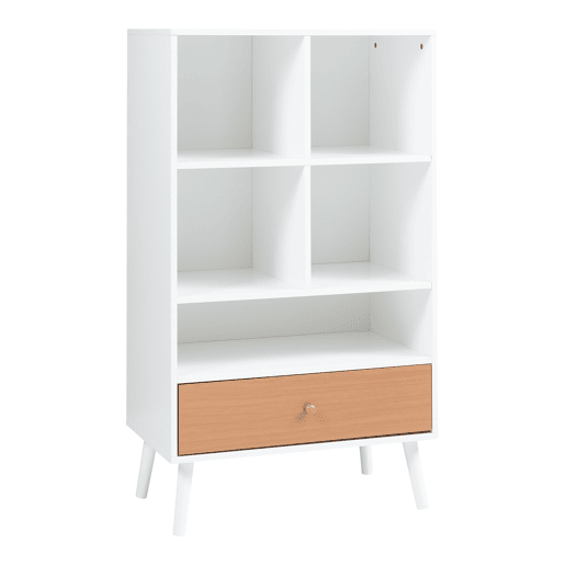Estante com gaveta Reyljand com gaveta 120x70x40 cm Branco  Cor Teca en.casa