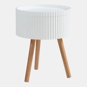 Mesa de apoio Bongard redondo com espaço de arrumação Ø38x48 cm branco en.casa