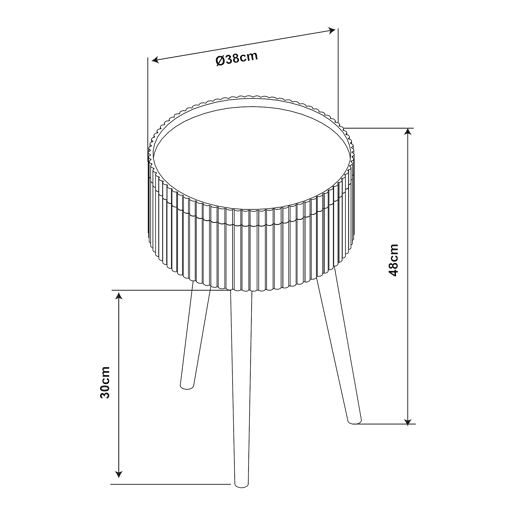 Mesa de apoio Bongard redondo com espaço de arrumação Ø38x48 cm branco en.casa