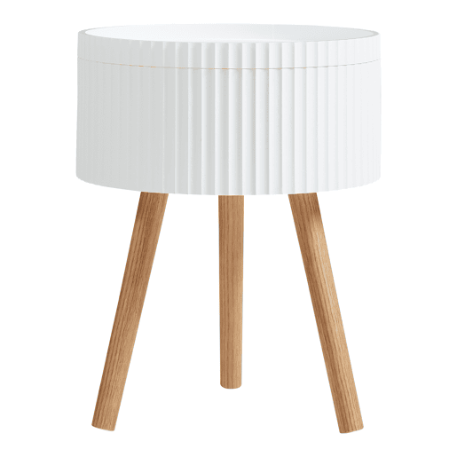 Mesa de apoio Bongard redondo com espaço de arrumação Ø38x48 cm branco en.casa