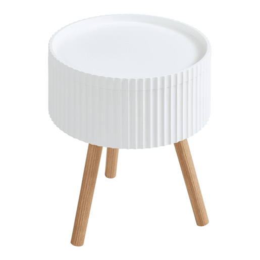 Mesa de apoio Bongard redondo com espaço de arrumação Ø38x48 cm branco en.casa